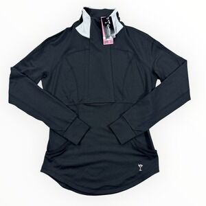 Golftini Jacket Womens XS Black Pullover Golf Quarter Zip‎ UPF-30 Mock Neck